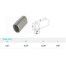 10 Pc Set T316 Stainless Steel Wire Rope Oval Sleeves with Chamfer, Cable Crimp Sleeves for 1/16" to 1/2" Wire Rope