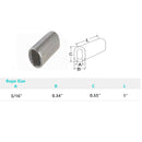 10 Pc Set T316 Stainless Steel Wire Rope Oval Sleeves with Chamfer, Cable Crimp Sleeves for 1/16" to 1/2" Wire Rope