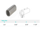10 Pc Set T316 Stainless Steel Wire Rope Oval Sleeves with Chamfer, Cable Crimp Sleeves for 1/16" to 1/2" Wire Rope