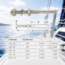 10 Pc Set T316 Stainless Steel Swage Threaded Stud End Fitting, Cable Rail Terminal for 1/8", 3/16", and 1/4" Cable