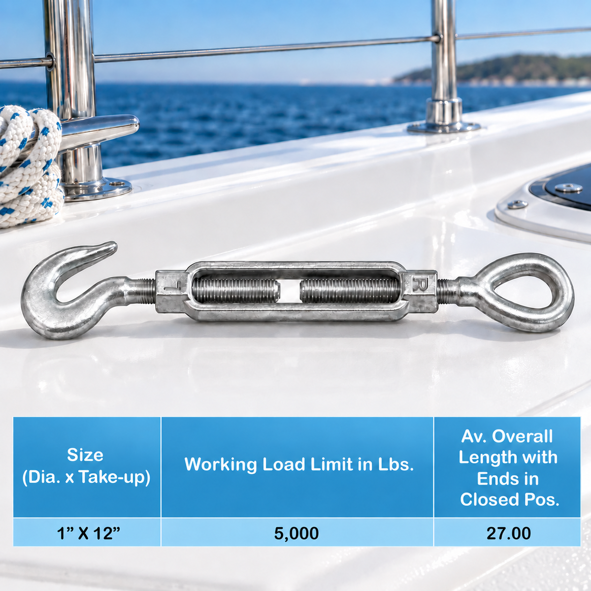 Galvanized Drop Forged Turnbuckle, Hook Eye, Jaw Eye, Hook Hook, Jaw Jaw, and Eye Eye Rigging Tensioner