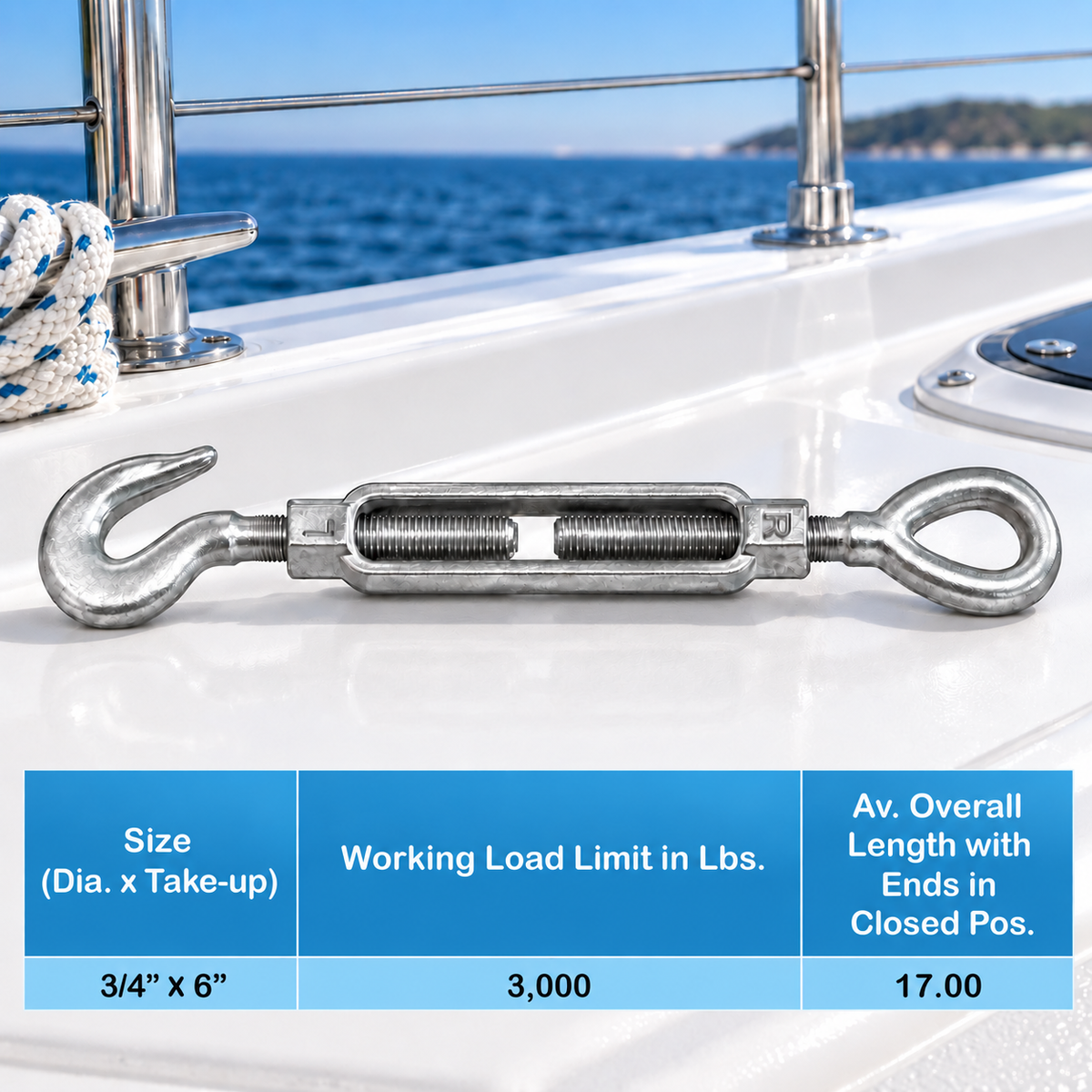 Galvanized Drop Forged Turnbuckle, Hook Eye, Jaw Eye, Hook Hook, Jaw Jaw, and Eye Eye Rigging Tensioner