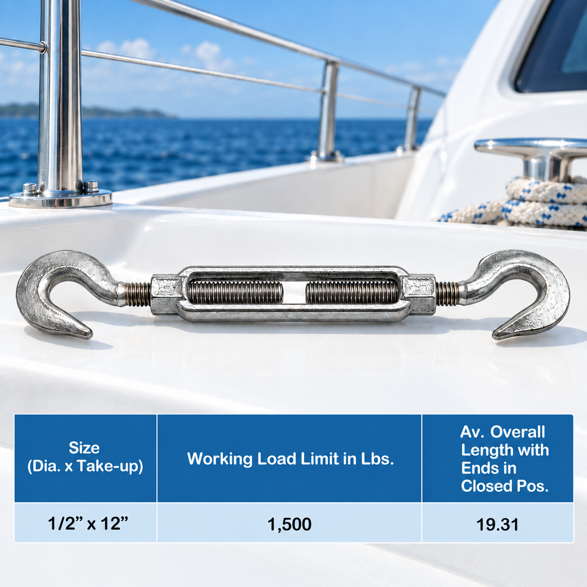 Galvanized Drop Forged Turnbuckle, Hook Eye, Jaw Eye, Hook Hook, Jaw Jaw, and Eye Eye Rigging Tensioner