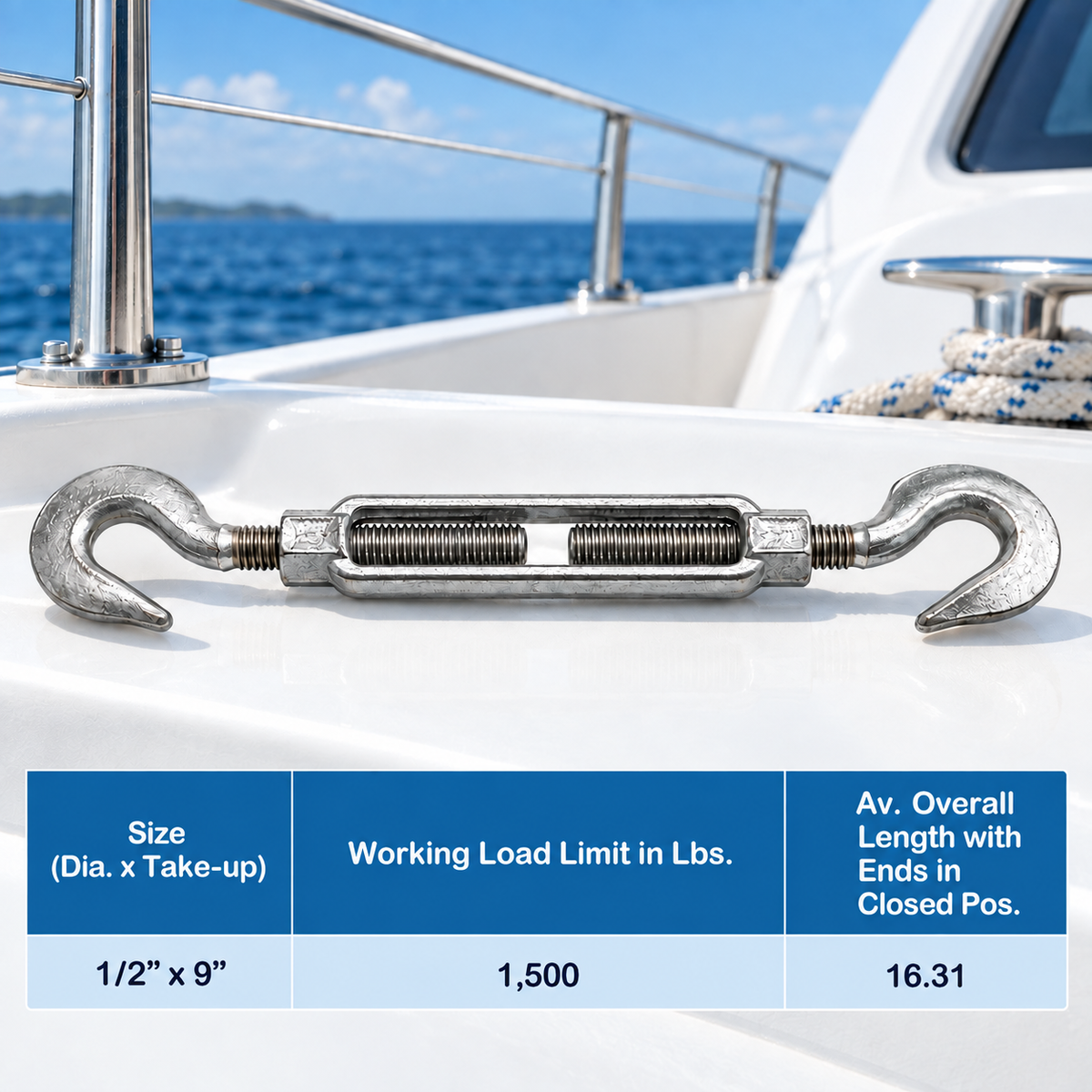 Galvanized Drop Forged Turnbuckle, Hook Eye, Jaw Eye, Hook Hook, Jaw Jaw, and Eye Eye Rigging Tensioner
