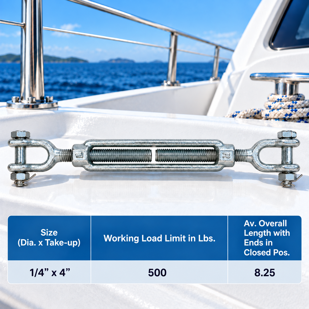 Galvanized Drop Forged Turnbuckle, Hook Eye, Jaw Eye, Hook Hook, Jaw Jaw, and Eye Eye Rigging Tensioner