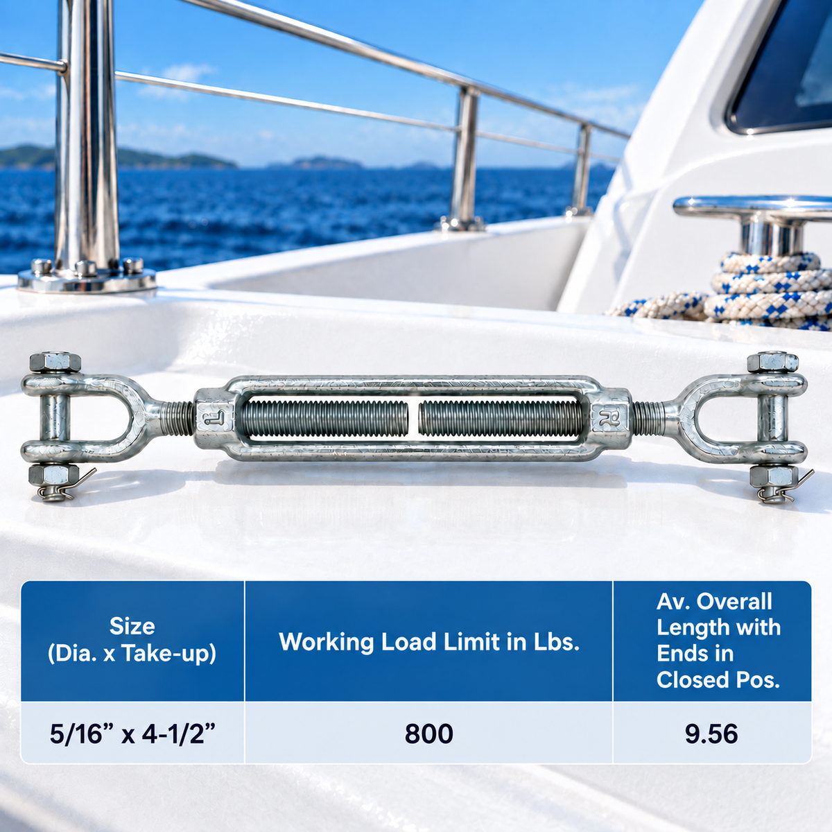 Galvanized Drop Forged Turnbuckle, Hook Eye, Jaw Eye, Hook Hook, Jaw Jaw, and Eye Eye Rigging Tensioner