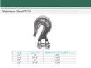 Marine Stainless Steel T316 Clevis Grab Hook Towing Shackle, Boat Chain Hook for Rigging, Towing, and Outdoor Hardware
