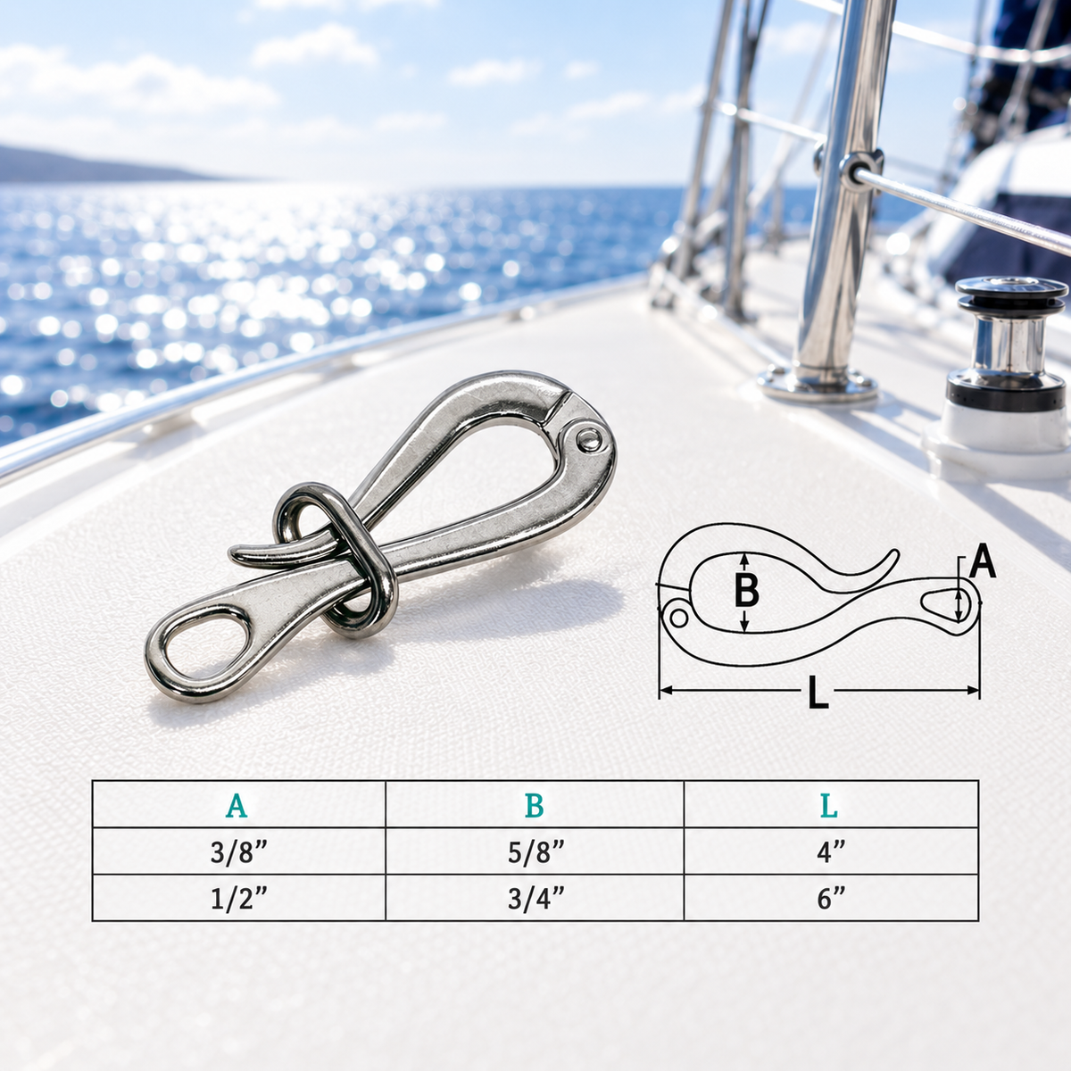 10 Pc Set Marine Boat Stainless Steel Pelican Hook with Loop, Rigging Lifting Hook for Rope, Cable, Chain, Lifeline, and Deck Hardware