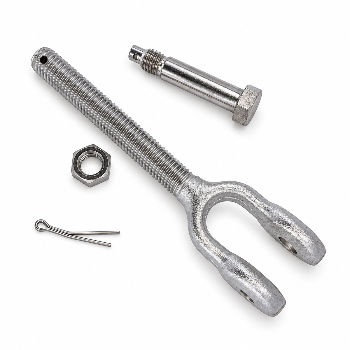 4 Pc T316 T316 Stainless Steel Drop Forged Turnbuckle Jaw, Left Hand Thread Marine Rigging Fitting for Cable, Wire Rope, and Boat Hardware