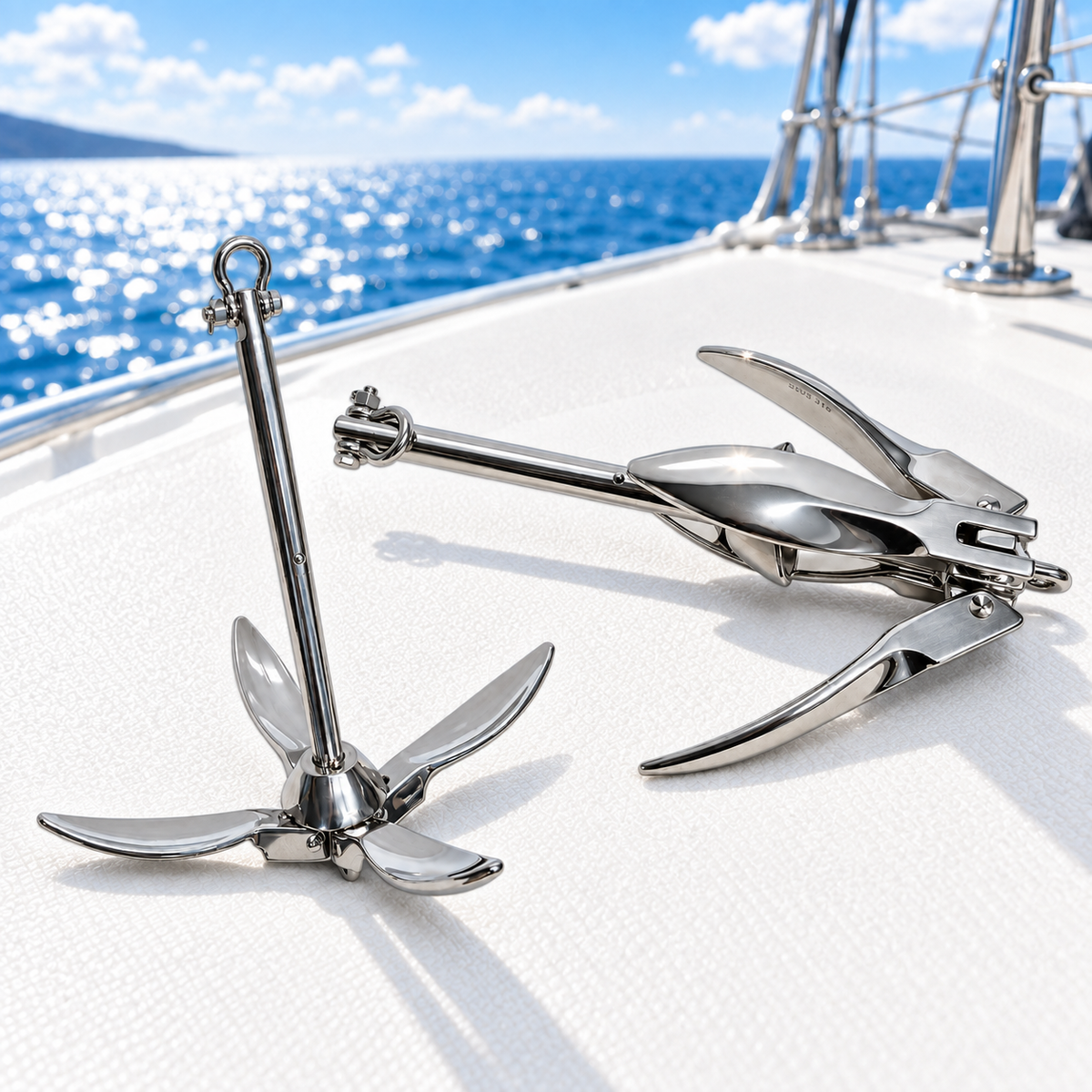 Marine T316 Stainless Steel Folding Anchor, Folding Grapnel Boat Anchor for Fishing, Kayak, Yacht, Dinghy, and Dock Use