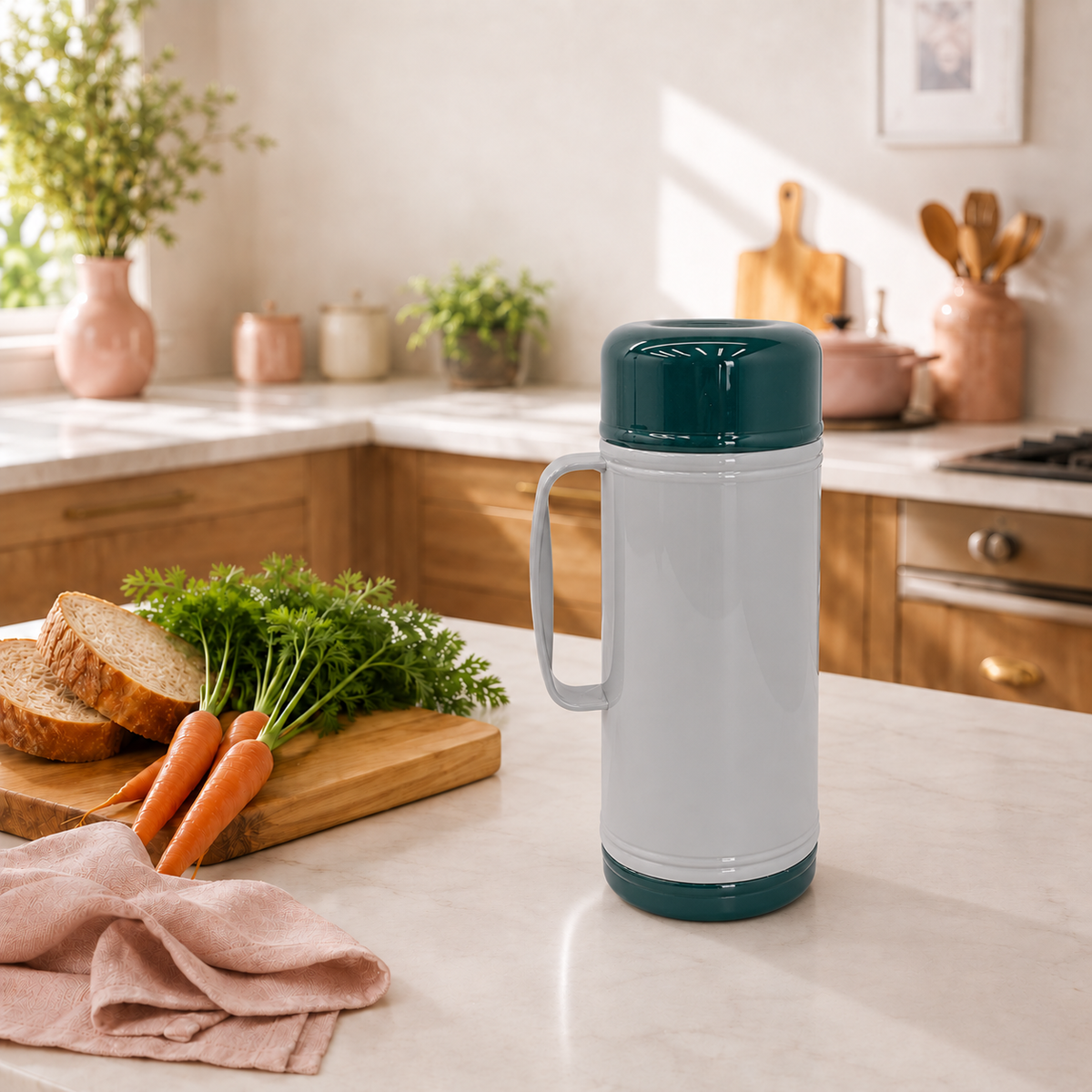 1L (33 oz) Insulated Food Jar, Double Lid Vacuum Insulated Food Container, Leakproof Thermal Lunch Jar for Soup