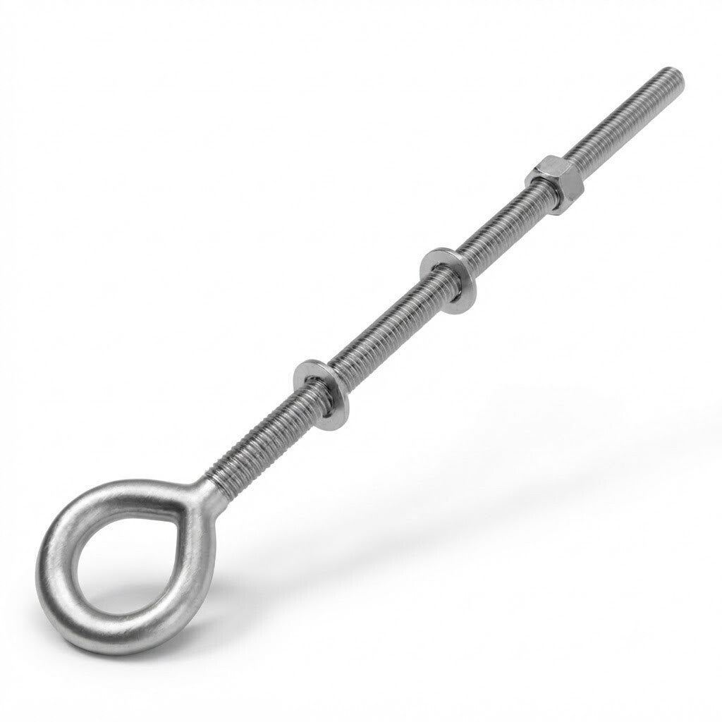T316 Stainless Steel 5/8" x 12" Welded Plain Eye Bolt 2400 Lb WLL Fully Threaded