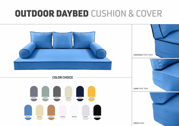 STYLE 3 - Outdoor Daybed Cover Mattress Cushion Pillow Insert Queen Size