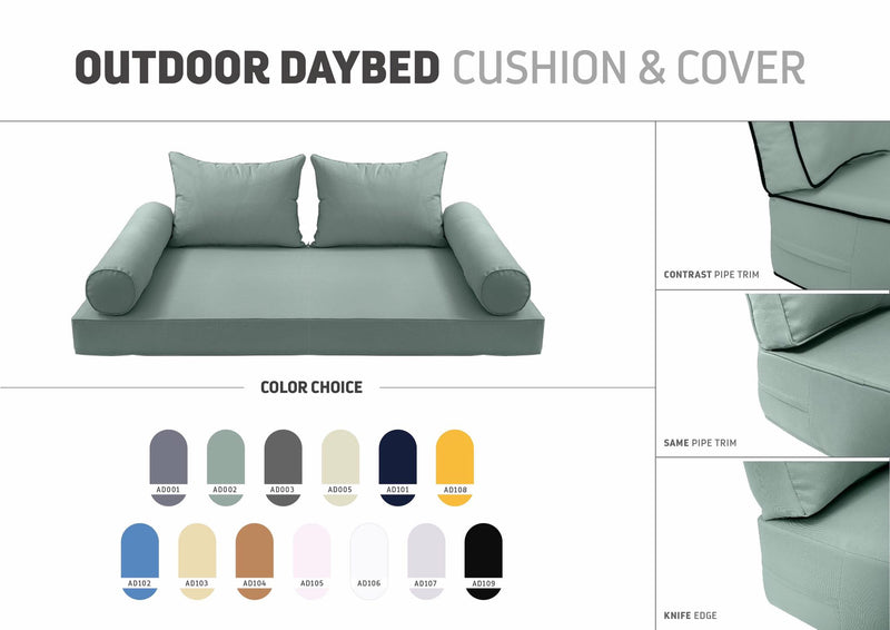 STYLE 4 - Outdoor Daybed Cover Mattress Cushion Pillow Insert Twin Size