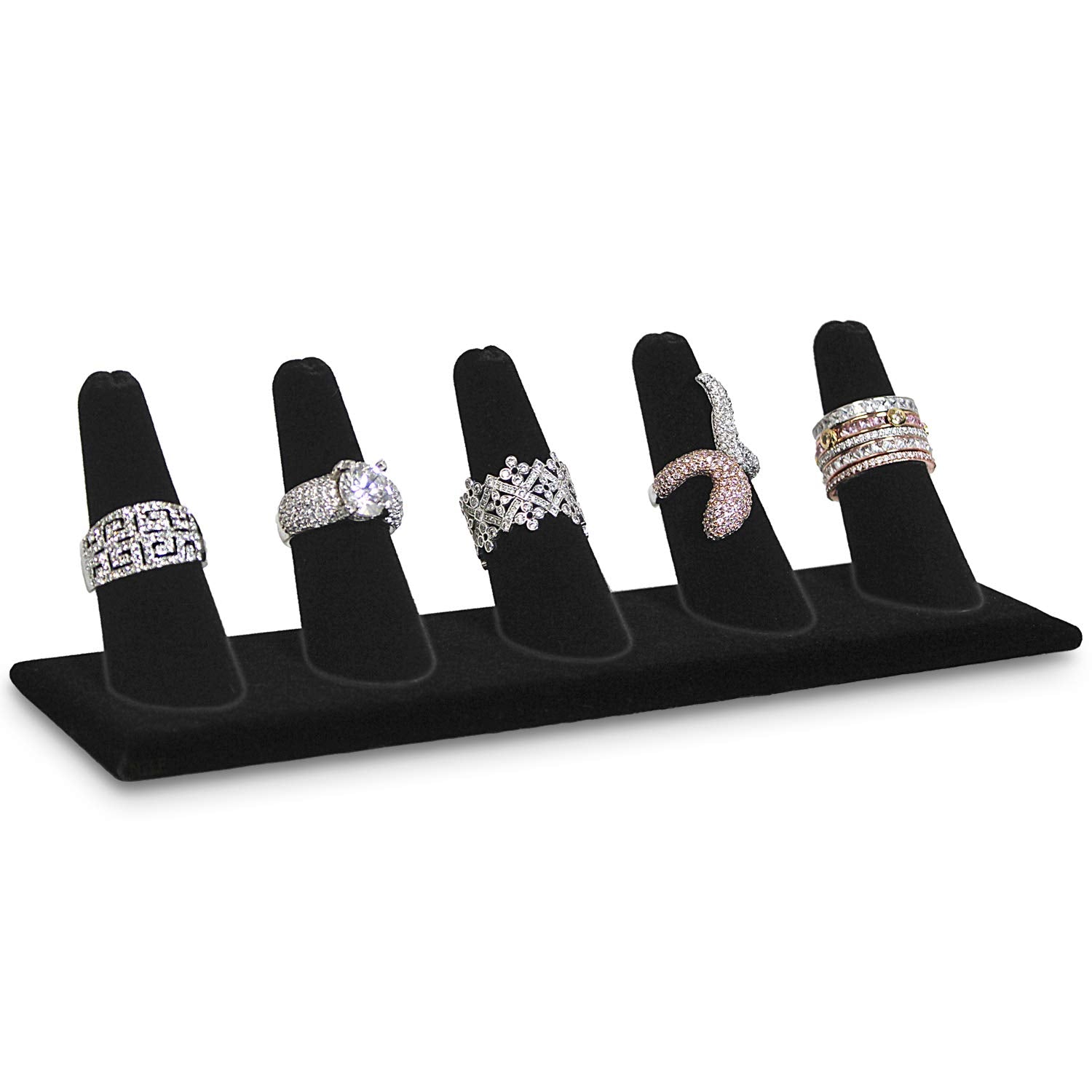 Black Velvet 5 Slot Ring Display Stand | Jewelry Showcase | PROLINEMAX