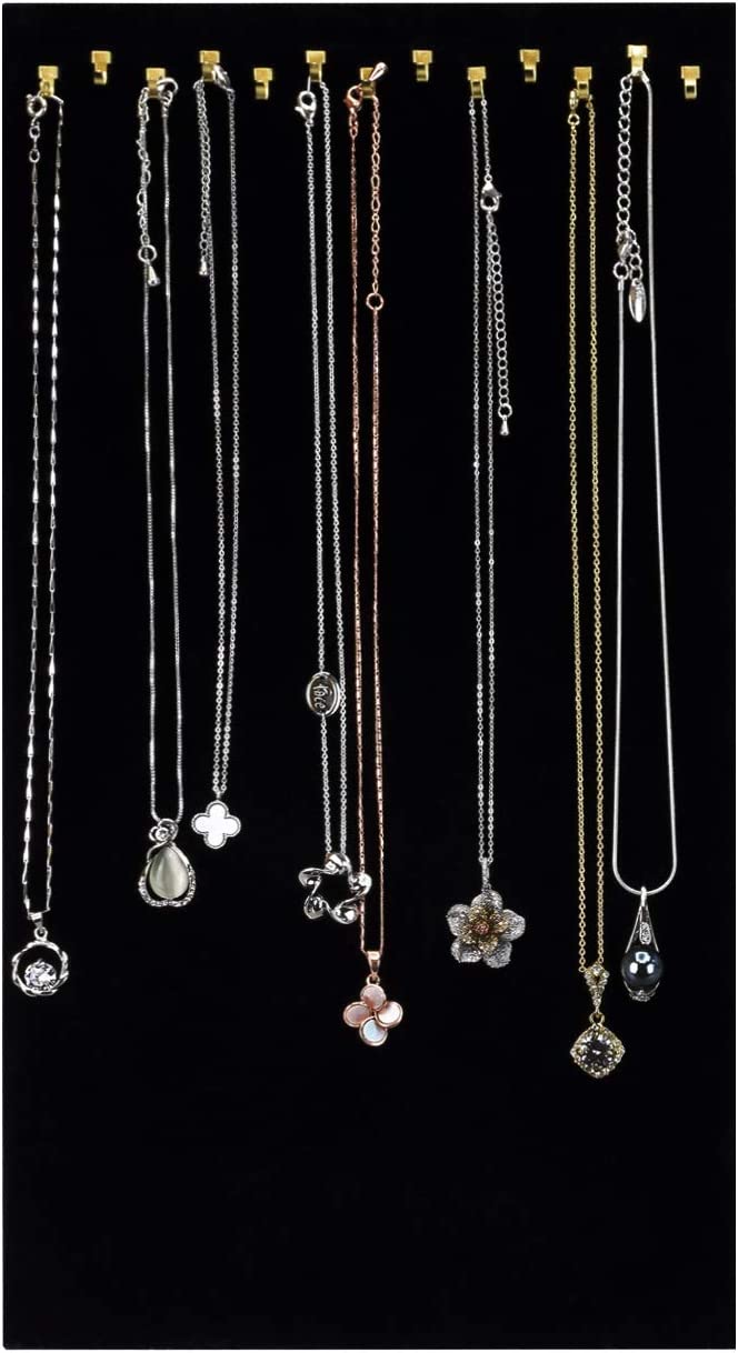 7-1/2''W x 14''H Black Velvet 7 Hook Easel Stand Necklace Chain Jewelry Display