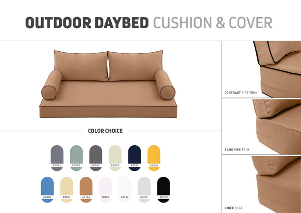 STYLE 2 - Outdoor Daybed Cover Mattress Cushion Pillow Insert Queen Size