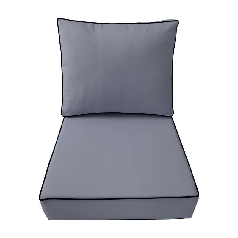 Medium Size 24"x26"x6" Outdoor Deep Seat Cushion, Water Repellent, Patio Deep Seat Backrest Cushion Insert & Cover Set