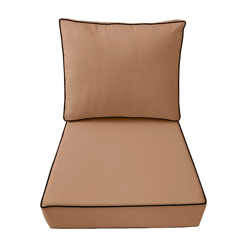 Medium Size 24"x26"x6" Outdoor Deep Seat Cushion, Water Repellent, Patio Deep Seat Backrest Cushion Insert & Cover Set
