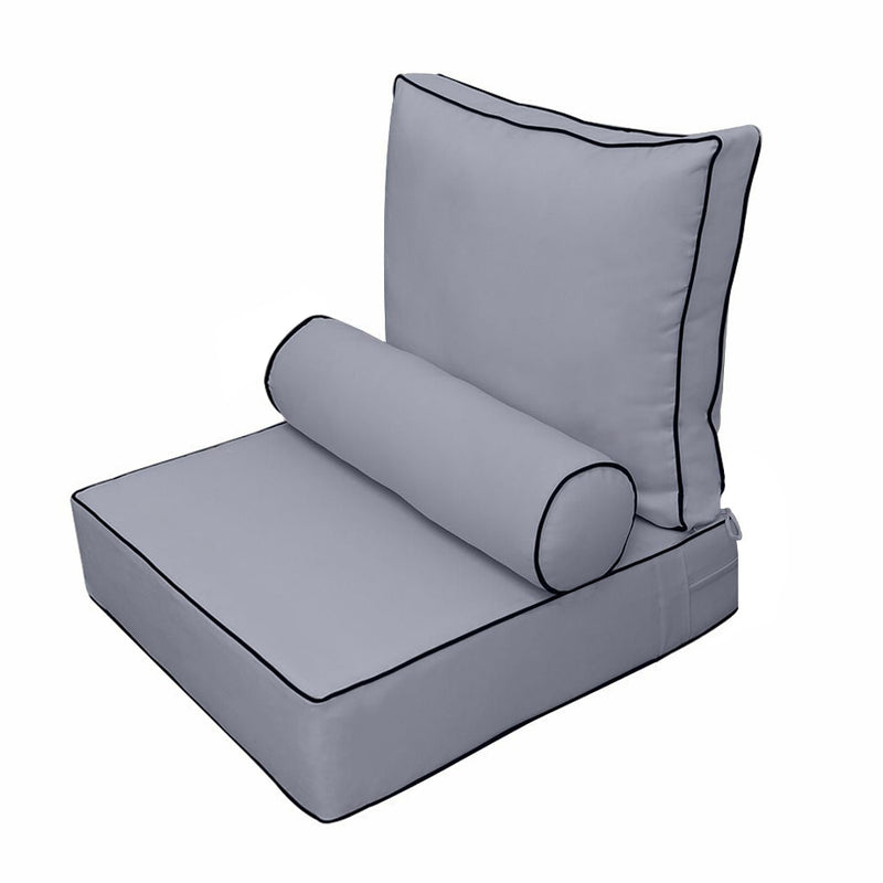 |COVER ONLY| Small Size 23"x24"x6" Outdoor Deep Seat Cushion with Bolster, Water Repellent, Patio Deep Seat Backrest Cushion Bolster Slipcovers Replacement