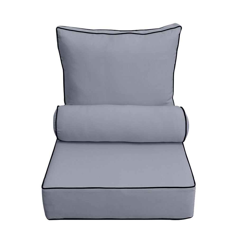 |COVER ONLY| Small Size 23"x24"x6" Outdoor Deep Seat Cushion with Bolster, Water Repellent, Patio Deep Seat Backrest Cushion Bolster Slipcovers Replacement