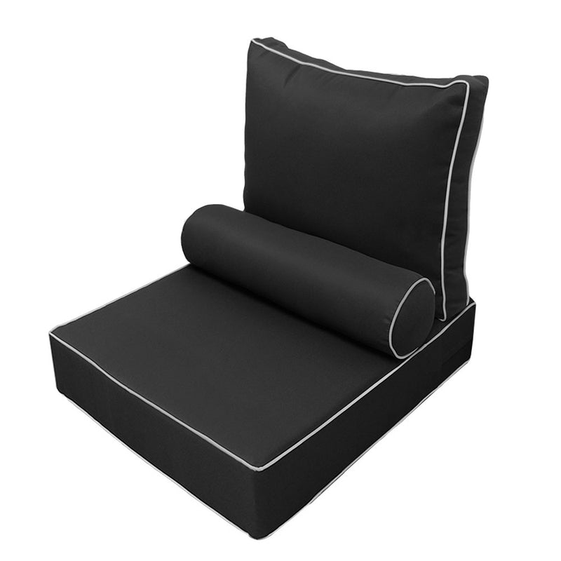 |COVER ONLY| Small Size 23"x24"x6" Outdoor Deep Seat Cushion with Bolster, Water Repellent, Patio Deep Seat Backrest Cushion Bolster Slipcovers Replacement