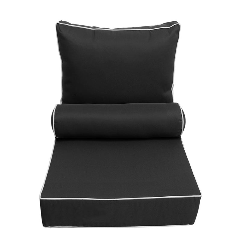 |COVER ONLY| Medium Size 24"x26"x6" Outdoor Deep Seat Cushion with Bolster, Water Repellent, Patio Deep Seat Backrest Cushion Bolster Slipcovers Replacement