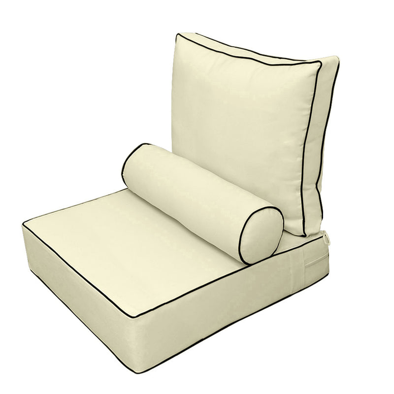 |COVER ONLY| Medium Size 24"x26"x6" Outdoor Deep Seat Cushion with Bolster, Water Repellent, Patio Deep Seat Backrest Cushion Bolster Slipcovers Replacement