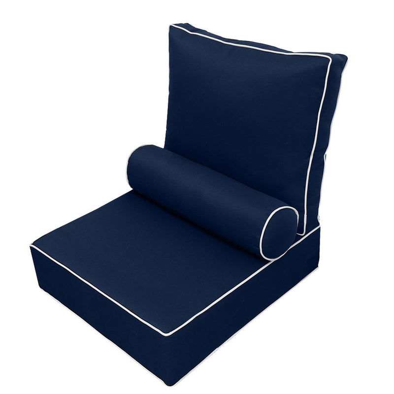 |COVER ONLY| Small Size 23"x24"x6" Outdoor Deep Seat Cushion with Bolster, Water Repellent, Patio Deep Seat Backrest Cushion Bolster Slipcovers Replacement