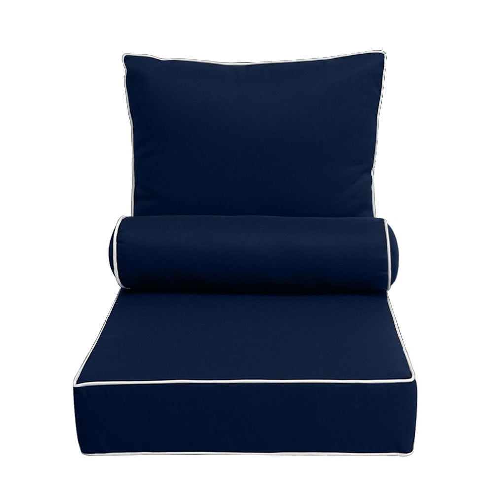 |COVER ONLY| Medium Size 24"x26"x6" Outdoor Deep Seat Cushion with Bolster, Water Repellent, Patio Deep Seat Backrest Cushion Bolster Slipcovers Replacement