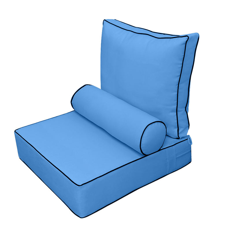 |COVER ONLY| Medium Size 24"x26"x6" Outdoor Deep Seat Cushion with Bolster, Water Repellent, Patio Deep Seat Backrest Cushion Bolster Slipcovers Replacement
