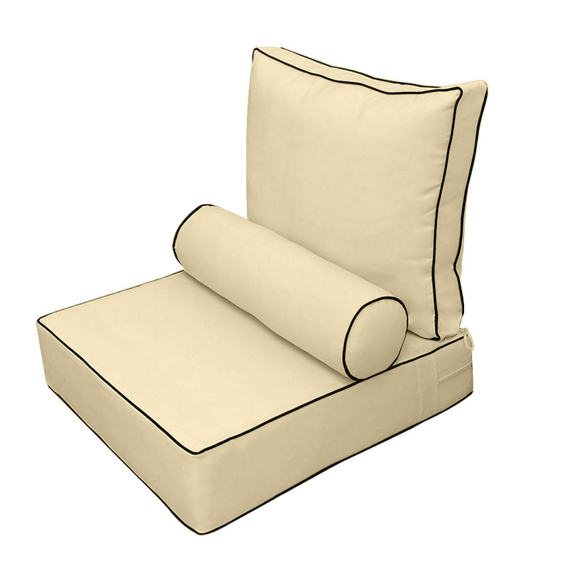 |COVER ONLY| Medium Size 24"x26"x6" Outdoor Deep Seat Cushion with Bolster, Water Repellent, Patio Deep Seat Backrest Cushion Bolster Slipcovers Replacement