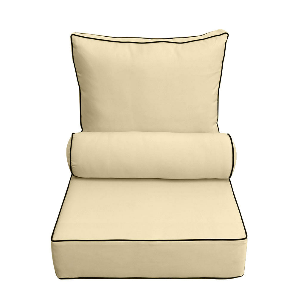 |COVER ONLY| Small Size 23"x24"x6" Outdoor Deep Seat Cushion with Bolster, Water Repellent, Patio Deep Seat Backrest Cushion Bolster Slipcovers Replacement