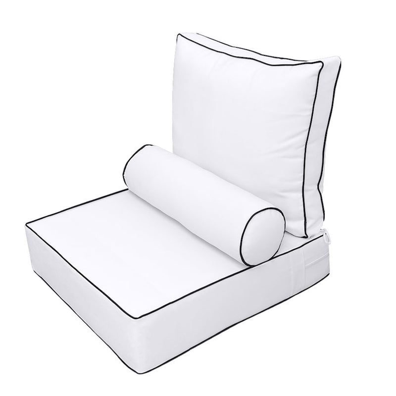 |COVER ONLY| Medium Size 24"x26"x6" Outdoor Deep Seat Cushion with Bolster, Water Repellent, Patio Deep Seat Backrest Cushion Bolster Slipcovers Replacement