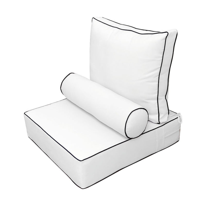 |COVER ONLY| Medium Size 24"x26"x6" Outdoor Deep Seat Cushion with Bolster, Water Repellent, Patio Deep Seat Backrest Cushion Bolster Slipcovers Replacement