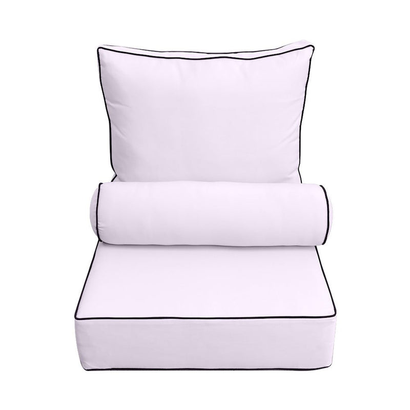 |COVER ONLY| Medium Size 24"x26"x6" Outdoor Deep Seat Cushion with Bolster, Water Repellent, Patio Deep Seat Backrest Cushion Bolster Slipcovers Replacement