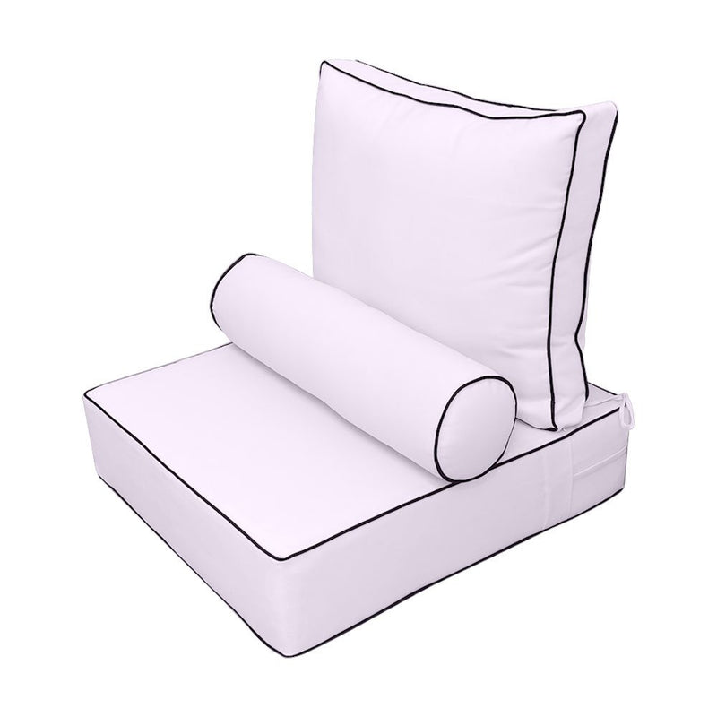 |COVER ONLY| Small Size 23"x24"x6" Outdoor Deep Seat Cushion with Bolster, Water Repellent, Patio Deep Seat Backrest Cushion Bolster Slipcovers Replacement