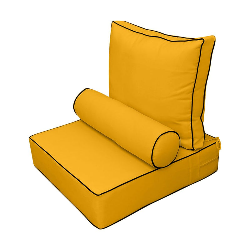 |COVER ONLY| Small Size 23"x24"x6" Outdoor Deep Seat Cushion with Bolster, Water Repellent, Patio Deep Seat Backrest Cushion Bolster Slipcovers Replacement