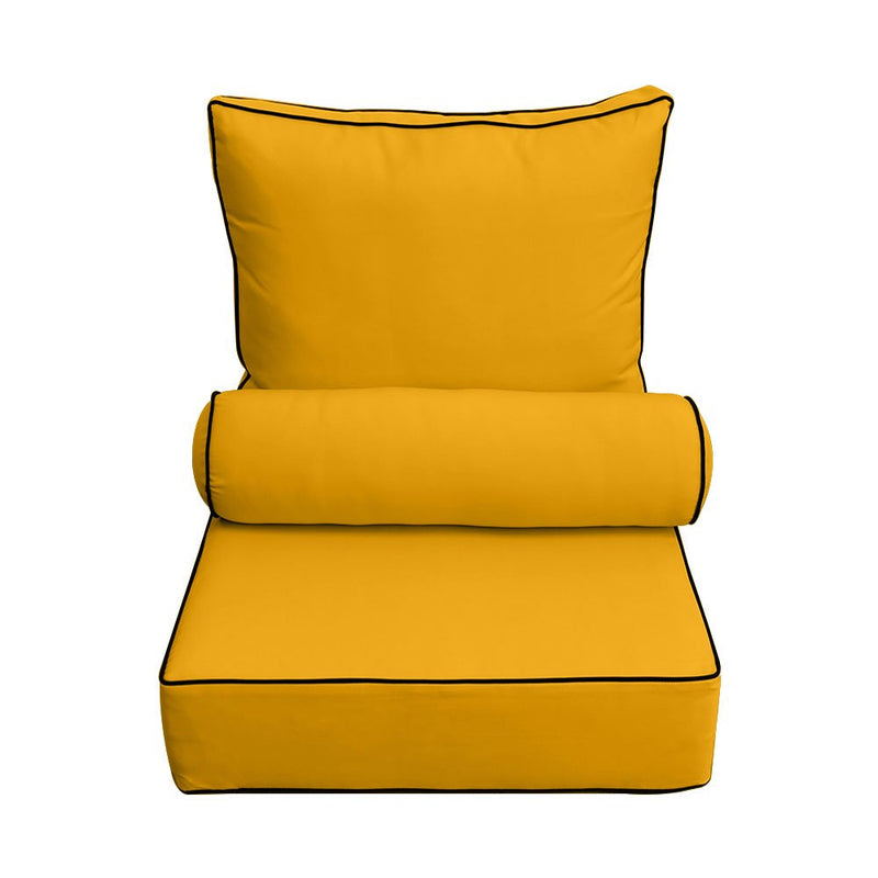 |COVER ONLY| Small Size 23"x24"x6" Outdoor Deep Seat Cushion with Bolster, Water Repellent, Patio Deep Seat Backrest Cushion Bolster Slipcovers Replacement