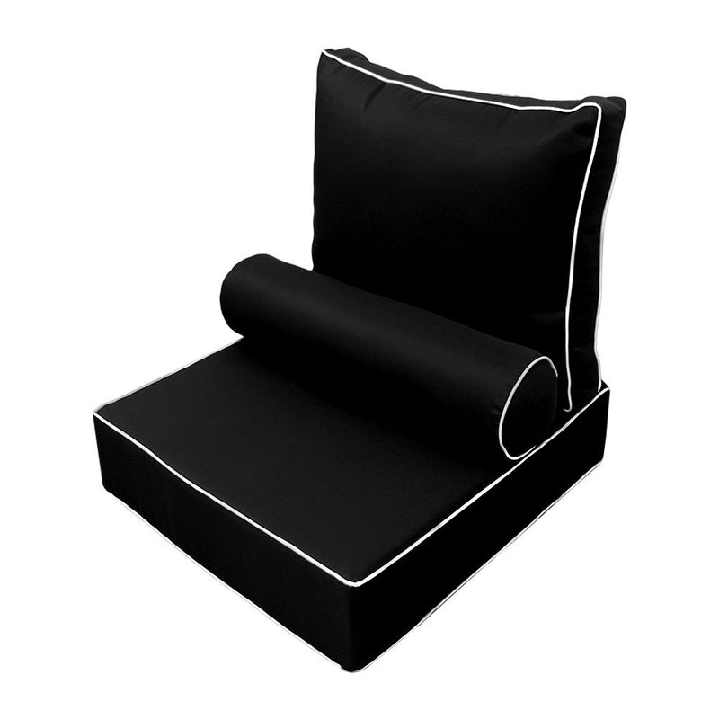 |COVER ONLY| Medium Size 24"x26"x6" Outdoor Deep Seat Cushion with Bolster, Water Repellent, Patio Deep Seat Backrest Cushion Bolster Slipcovers Replacement
