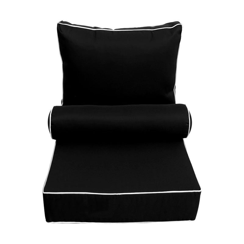 Outdoor Deep Seat Back Rest Bolster Cushion Insert and Slip Cover Set | MEDIUM SIZE |