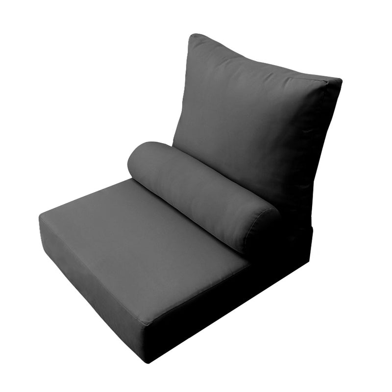 |COVER ONLY| Medium Size 24"x26"x6" Outdoor Deep Seat Cushion with Bolster, Water Repellent, Patio Deep Seat Backrest Cushion Bolster Slipcovers Replacement