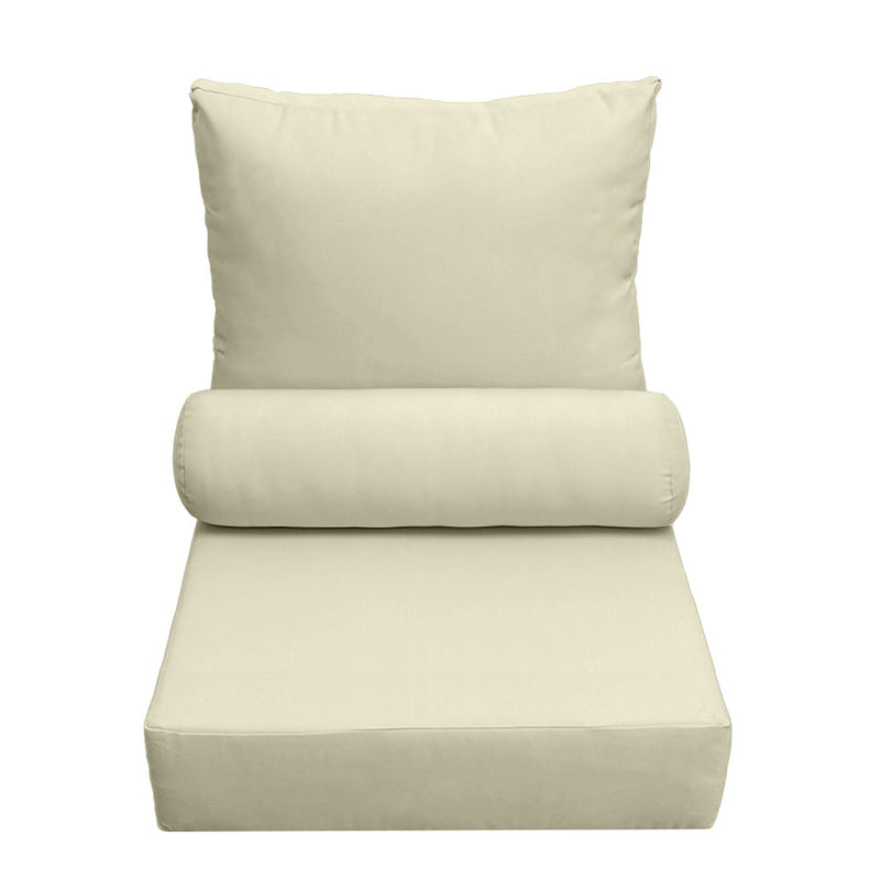 |COVER ONLY| Medium Size 24"x26"x6" Outdoor Deep Seat Cushion with Bolster, Water Repellent, Patio Deep Seat Backrest Cushion Bolster Slipcovers Replacement