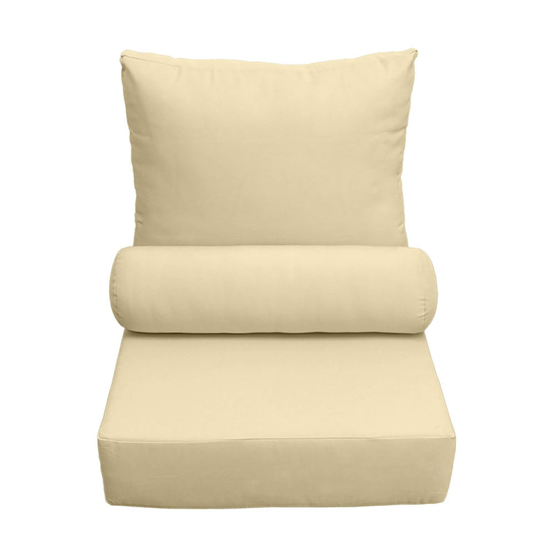 |COVER ONLY| Medium Size 24"x26"x6" Outdoor Deep Seat Cushion with Bolster, Water Repellent, Patio Deep Seat Backrest Cushion Bolster Slipcovers Replacement