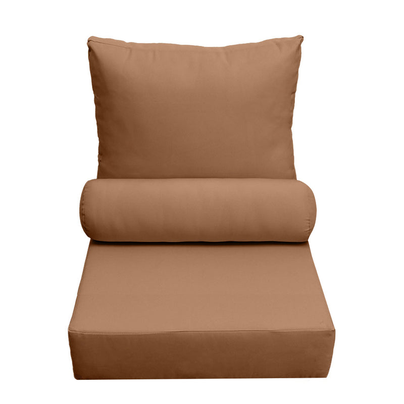 |COVER ONLY| Medium Size 24"x26"x6" Outdoor Deep Seat Cushion with Bolster, Water Repellent, Patio Deep Seat Backrest Cushion Bolster Slipcovers Replacement