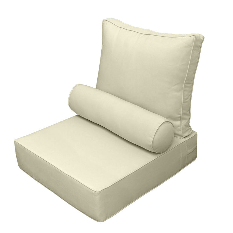 Outdoor Deep Seat Back Rest Bolster Cushion Insert and Slip Cover Set | MEDIUM SIZE |