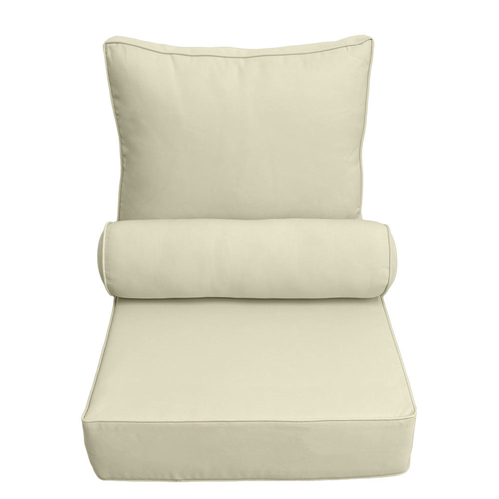 Large Size 26"x30"x6" Outdoor Deep Seat Cushion with Bolster, Water Repellent, Patio Deep Seat Backrest Cushion Bolster Pillow Insert and Slipcover Set