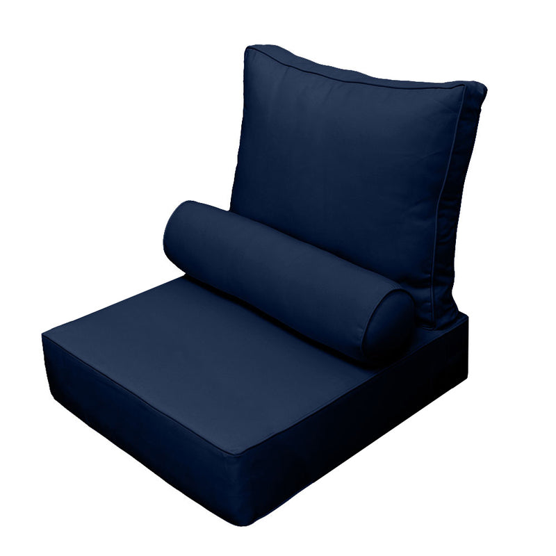|COVER ONLY| Medium Size 24"x26"x6" Outdoor Deep Seat Cushion with Bolster, Water Repellent, Patio Deep Seat Backrest Cushion Bolster Slipcovers Replacement