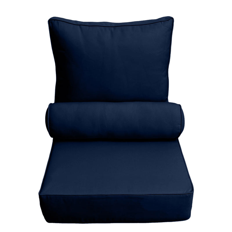 |COVER ONLY| Medium Size 24"x26"x6" Outdoor Deep Seat Cushion with Bolster, Water Repellent, Patio Deep Seat Backrest Cushion Bolster Slipcovers Replacement