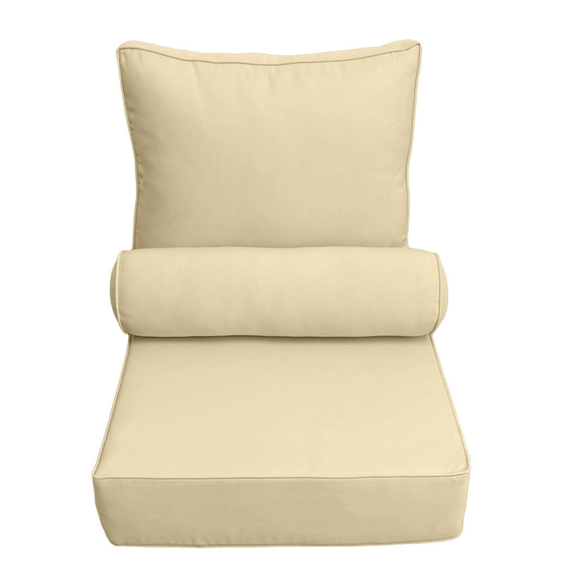 |COVER ONLY| Small Size 23"x24"x6" Outdoor Deep Seat Cushion with Bolster, Water Repellent, Patio Deep Seat Backrest Cushion Bolster Slipcovers Replacement